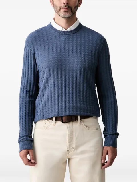 Armani Exchange basket-weave crew-neck sweater Blue XM002988AF10454