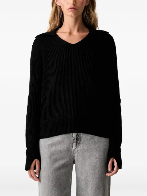 Armani Exchange ribbed-knit spread-collar sweater Black XW002629AF25932