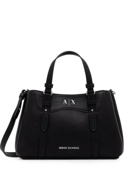 Armani Exchange logo-plaque pebbled tote bag Black XW003061AF26578