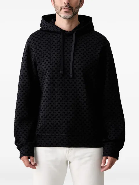 Armani Exchange monogram-pattern drawstring hoodie Black XM002903AF10818