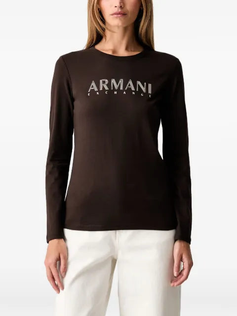 Armani Exchange logo-print long-sleeved T-shirt Brown XW002761AF2
