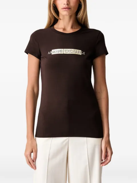 Armani Exchange logo-print short-sleeve T-shirt Brown XW002811AF16294