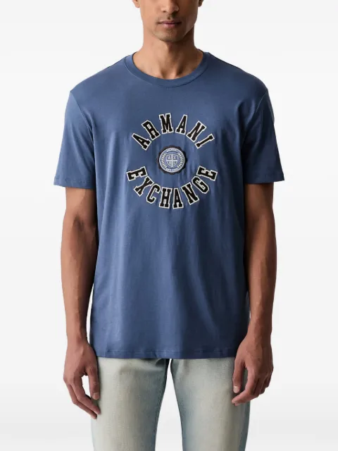 Armani Exchange logo-patch cotton T-shirt Blue XM003074AF1
