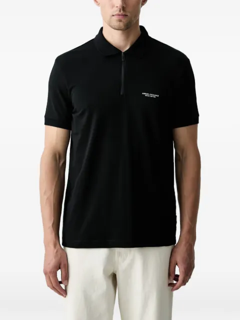 Armani Exchange logo-print zip-up polo shirt Black XM003422AF2