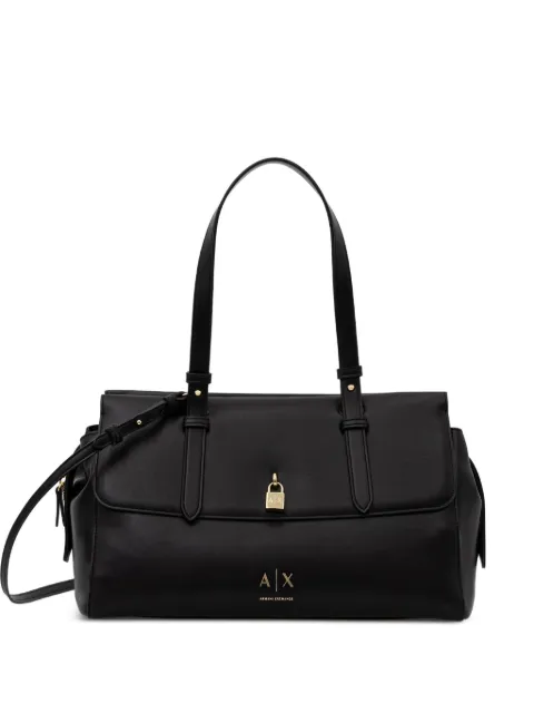 Armani Exchange logo-print padlock-detail tote bag Black XW003020AF28605
