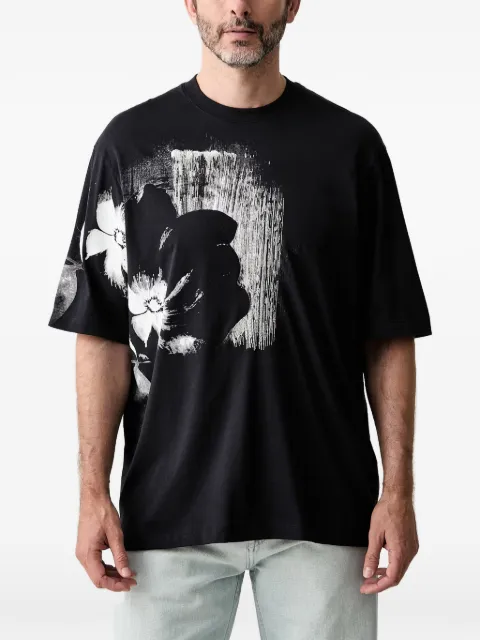 Armani Exchange floral-print logo-print T-shirt Blue XM003066AF10356