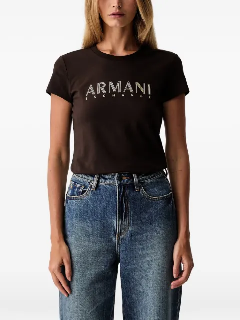 Armani Exchange logo-print short-sleeved T-shirt Brown XW002547AF2