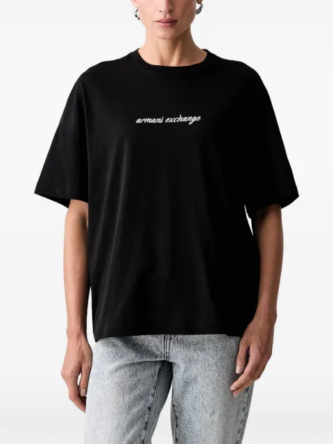 Armani Exchange logo-embroidered cotton T-shirt Black XW002766AF1