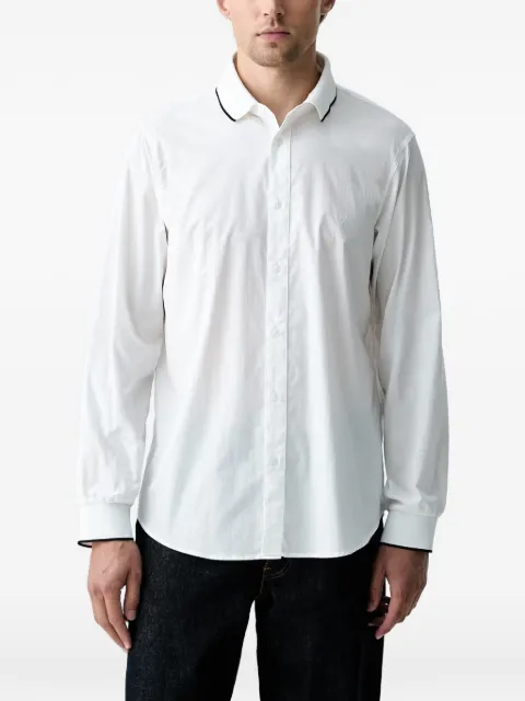 Armani Exchange logo-embroidered contrast-trim shirt White XM003519AF2