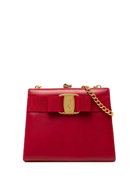 Ferragamo Pre-Owned 20th Century Leather Vara Bow Kiss Lock Chain crossbody bag Red WQF1UEY63T1DW83D