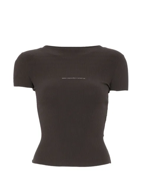Alexander Wang ribbed-knit logo-print T-shirt Brown 1KC2261037