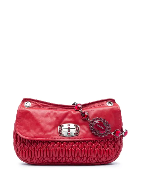 Miu Miu Pre-Owned 2010-2026 Matelasse Nappa Crystal Chain crossbody bag Red 5ILNPUKIW571ZMIJ