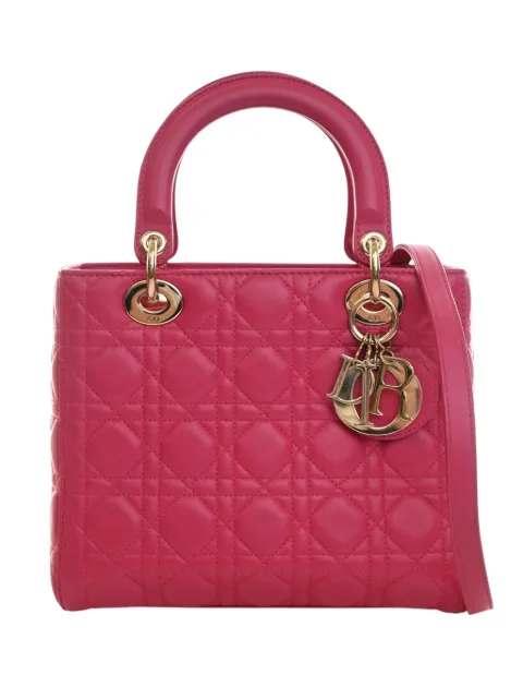 Christian Dior Pre-Owned 2014 Medium Lambskin Cannage Lady Dior satchel Pink K1KV4ZFUGIFL3G2R
