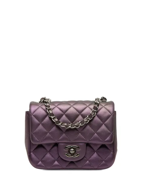 CHANEL Pre-Owned 2017-2018 Mini Square Classic Iridescent Lambskin Single Flap crossbody bag Purple MZOHHTQN21P1V7L7