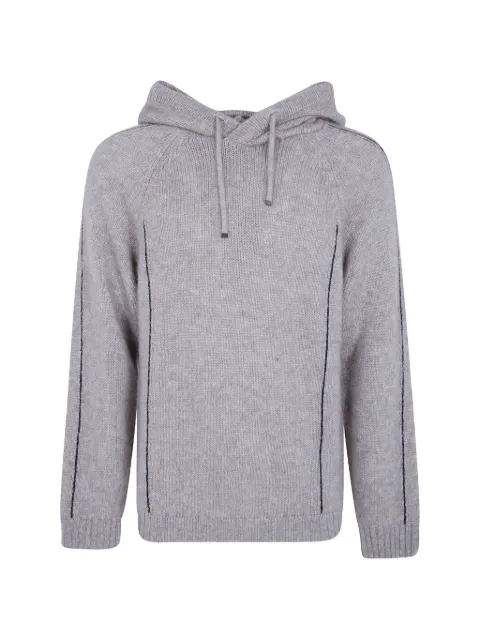 Giorgio Armani contrast-stitch alpaca hoodie Neutrals GM004426AF30079