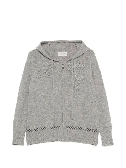 ERMANNO FIRENZE embroidered zip-up hoodie Grey D49EN045E54
