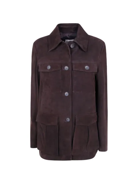 Semicouture Penny suede multi-pocket jacket Brown Y6WT05