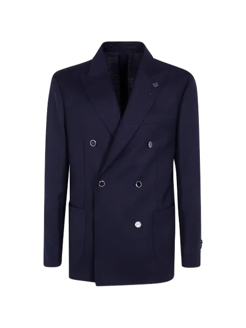 Lardini flower-pin double-breasted blazer Blue CN6203EJ13CN65501
