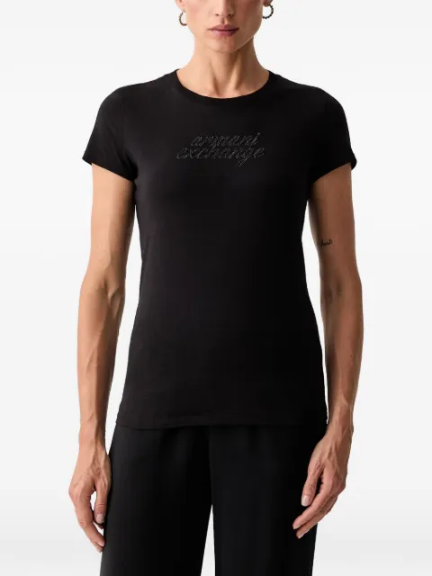 Armani Exchange rhinestone-logo T-shirt Black XW002768AF10356