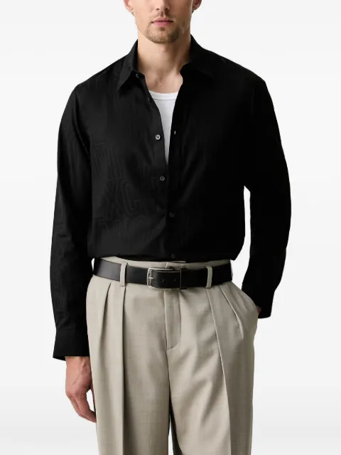 Armani Exchange logo-jacquard long-sleeved shirt Black XM003244AF1