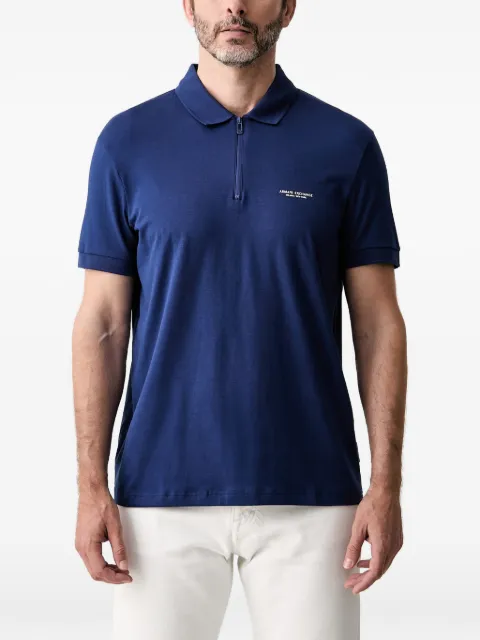 Armani Exchange logo-print zip-fastening polo shirt Blue XM003422AF2
