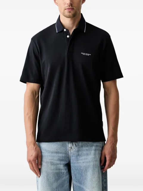 Armani Exchange logo-print tipped polo shirt Blue XM002895AF1