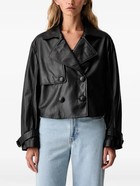 Armani Exchange double-breasted leather jacket Black XW002438AF2