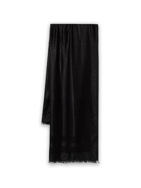 Armani Exchange monogram frayed-edge scarf Black XW001408AF1