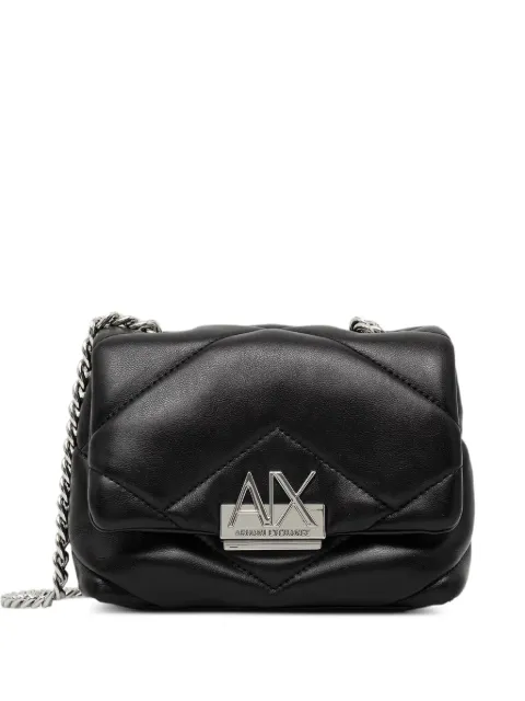 Armani Exchange mini quilted logo-plaque shoulder bag Black XW000357AF26568
