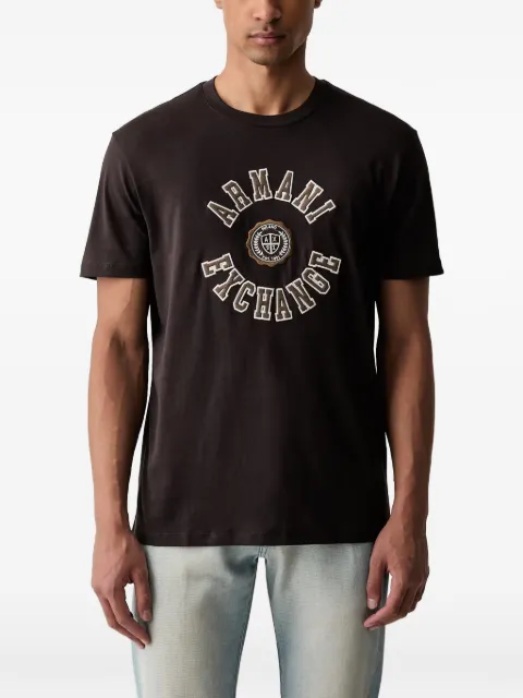 Armani Exchange logo-patch T-shirt Brown XM003074AF10362