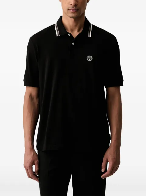 Armani Exchange logo-patch striped-trim polo shirt Black XM002939AF13026