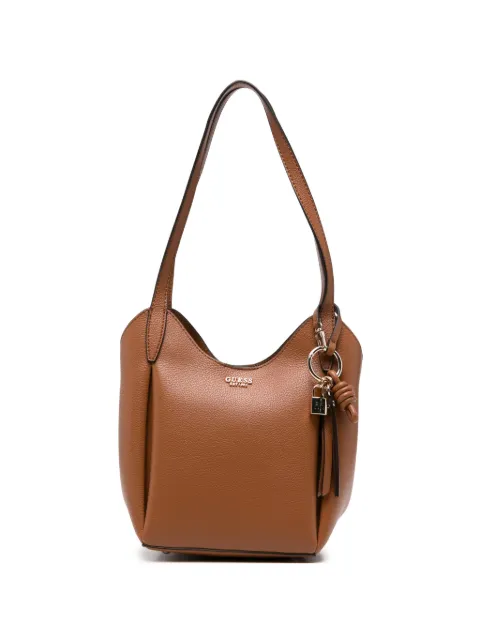 GUESS USA Melody logo-plaque pebbled shoulder bag Brown HWBG9735030CAR
