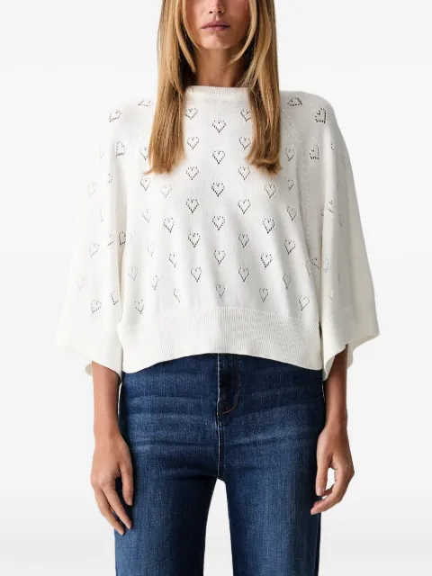 TWINSET heart-pointelle raglan-sleeve sweater White 262TP3024