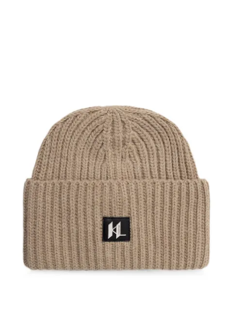 Karl Lagerfeld ribbed-knit beanie hat Neutrals 805601564325