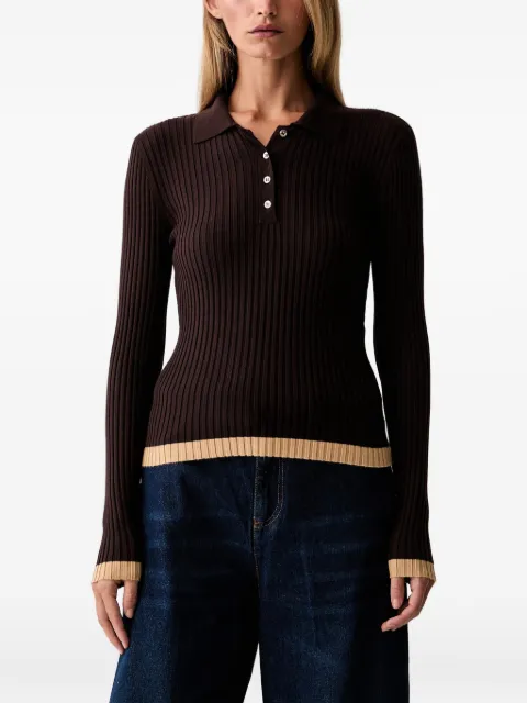 TWINSET rib-knit polo jumper Brown 262AP3212