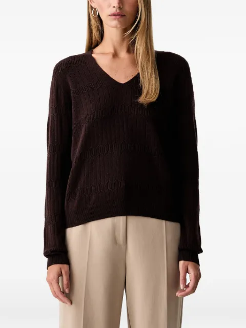 TWINSET chevron-knit V-neck sweater Brown 262AP3021