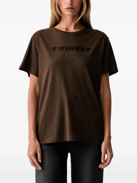 TWINSET logo-embroidered T-shirt Brown 262TP2303