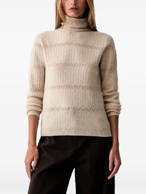 TWINSET pointelle-knit roll-neck sweater Neutrals 262AP3020