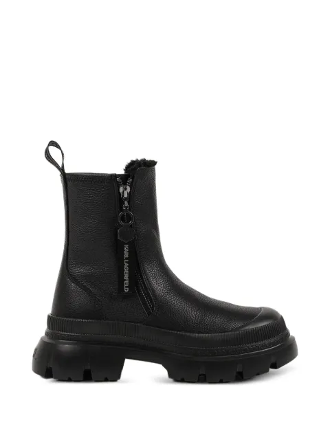 Karl Lagerfeld logo-embossed leather ankle boots Black KL43566