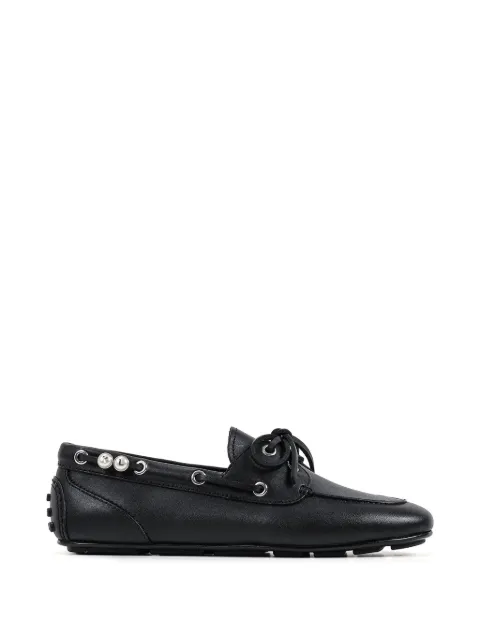 Karl Lagerfeld pearl-embellished lace-up loafers Black KL40825