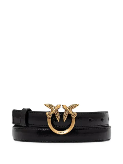 PINKO shiny leather belt with Love Birds buckle Black 100143A2JC