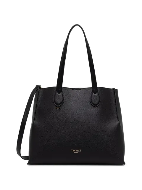 TWINSET textured logo-plaque tote bag Black 262TB7100