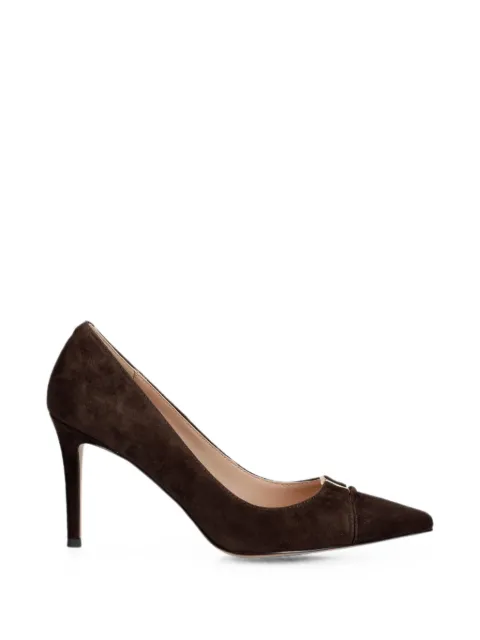 TWINSET high-heeled suede court shoes with logo Brown 262TCP018