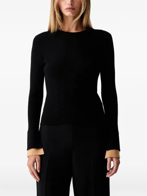 TWINSET ribbed-knit contrast-cuff sweater Black 262AP3251
