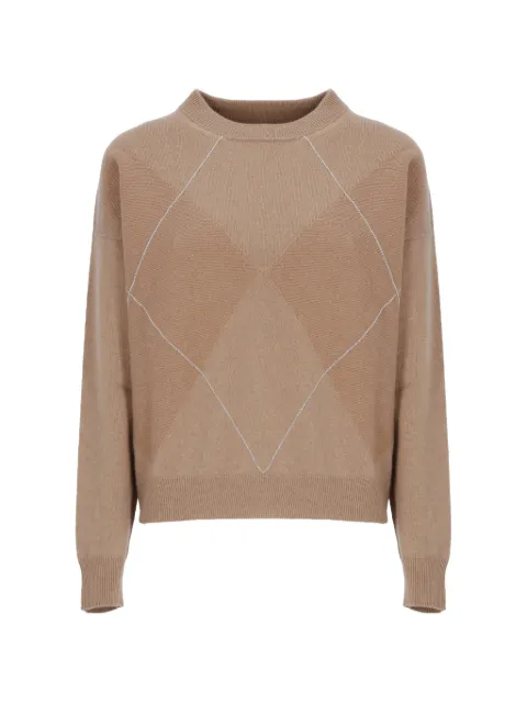 Peserico bead-embellished diamond-knit sweater Brown S99536F12F9283F47