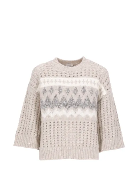 Peserico sequin-embellished open-knit sweater Neutrals A99882F03H9100