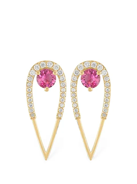 Eden Presley Peacock pink tourmaline and diamond earrings Gold EDE0011PTLG