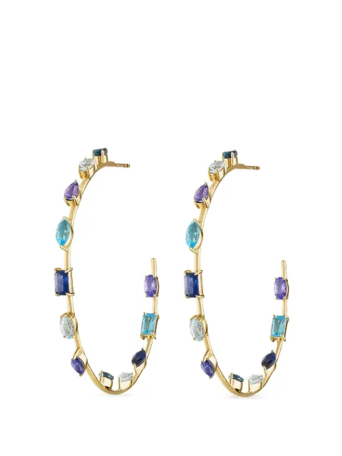 Eden Presley sapphire and aquamarine hoop earrings Gold EDE0061BLUELG