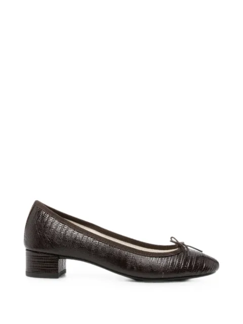 Repetto lizard-effect bow-detail pumps Brown V080LEZ