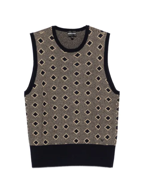 Emporio Armani diamond-patterned sleeveless vest Neutrals EM006267AF29811